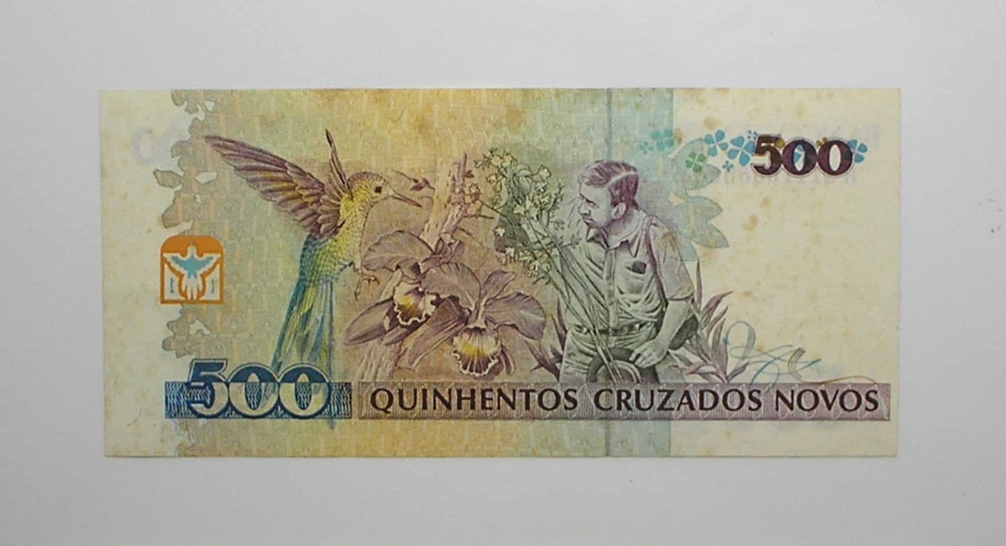 | Casa do Colecionador Cédula 500 Cruzados Novos - 1990 / C-213-b ( Serie 3111 com carimbo ) / Mailson e Bucchi / Flor de Estampa / Escassa