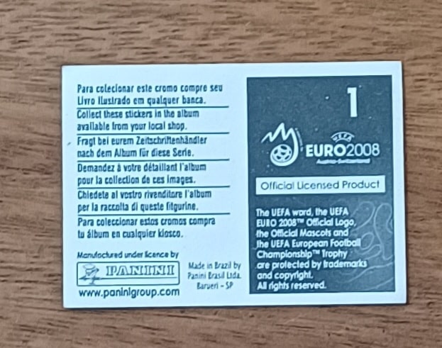 | Casa do Colecionador Figurinhas Panini Uefa Euro 2008. Selo Calciatori.