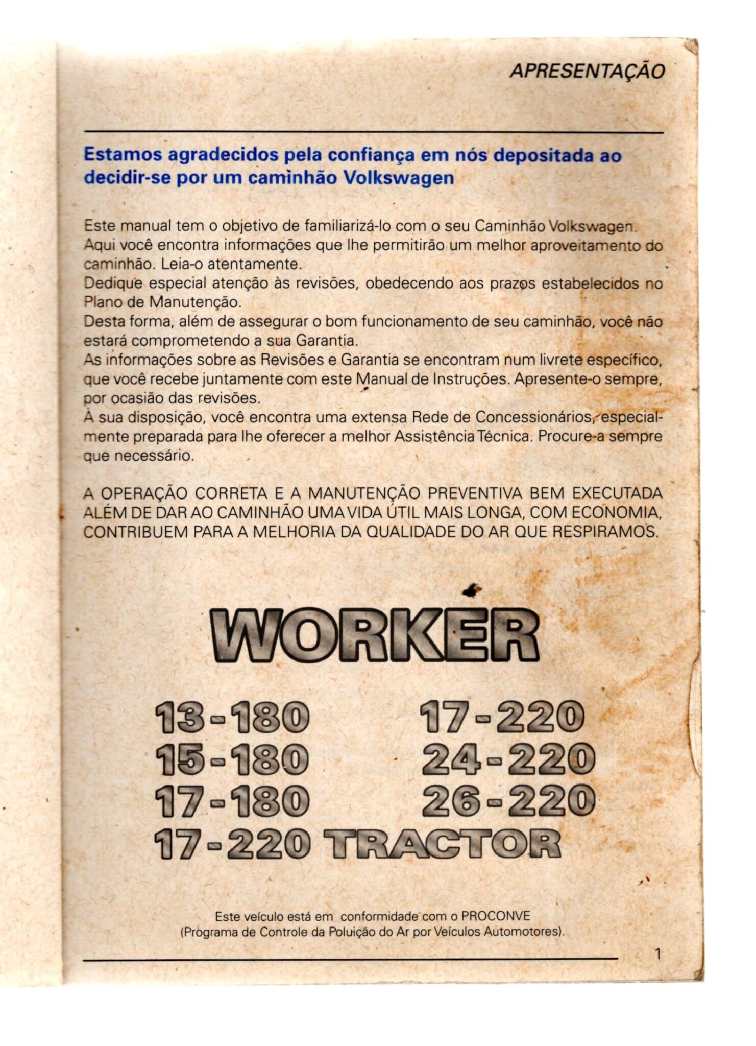 | Casa do Colecionador Manual Do Proprietario Caminhao VW 13 A 26 Toneladas Worker - 2007
