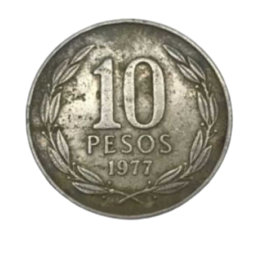 | Casa do Colecionador MOEDA 10 PESOS 1977. CHILE. LIBERTAD. NÍQUEL LATÃO