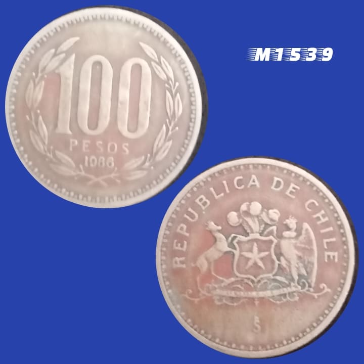 | Casa do Colecionador Moeda Chile - 100 Pesos - Bronze-Alumínio - 9g - 26,8mm - 1986 - M1539