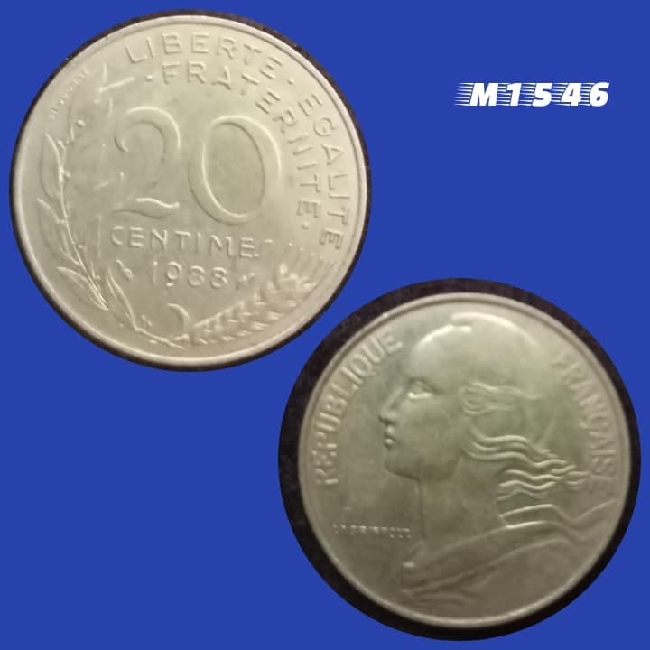 | Casa do Colecionador Moeda França - 20 Cêntimos - Bronze-Alumínio - 4g - 23,5mm - 1988 - M1546