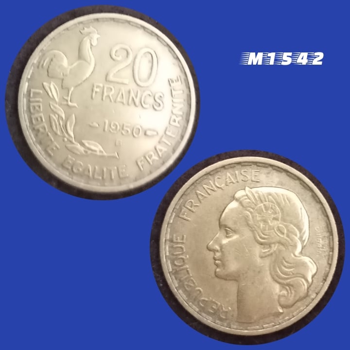 | Casa do Colecionador Moeda França - 20 Francos - Bronze-Alumínio - 4g - 23,5mm - 1950 - M1542