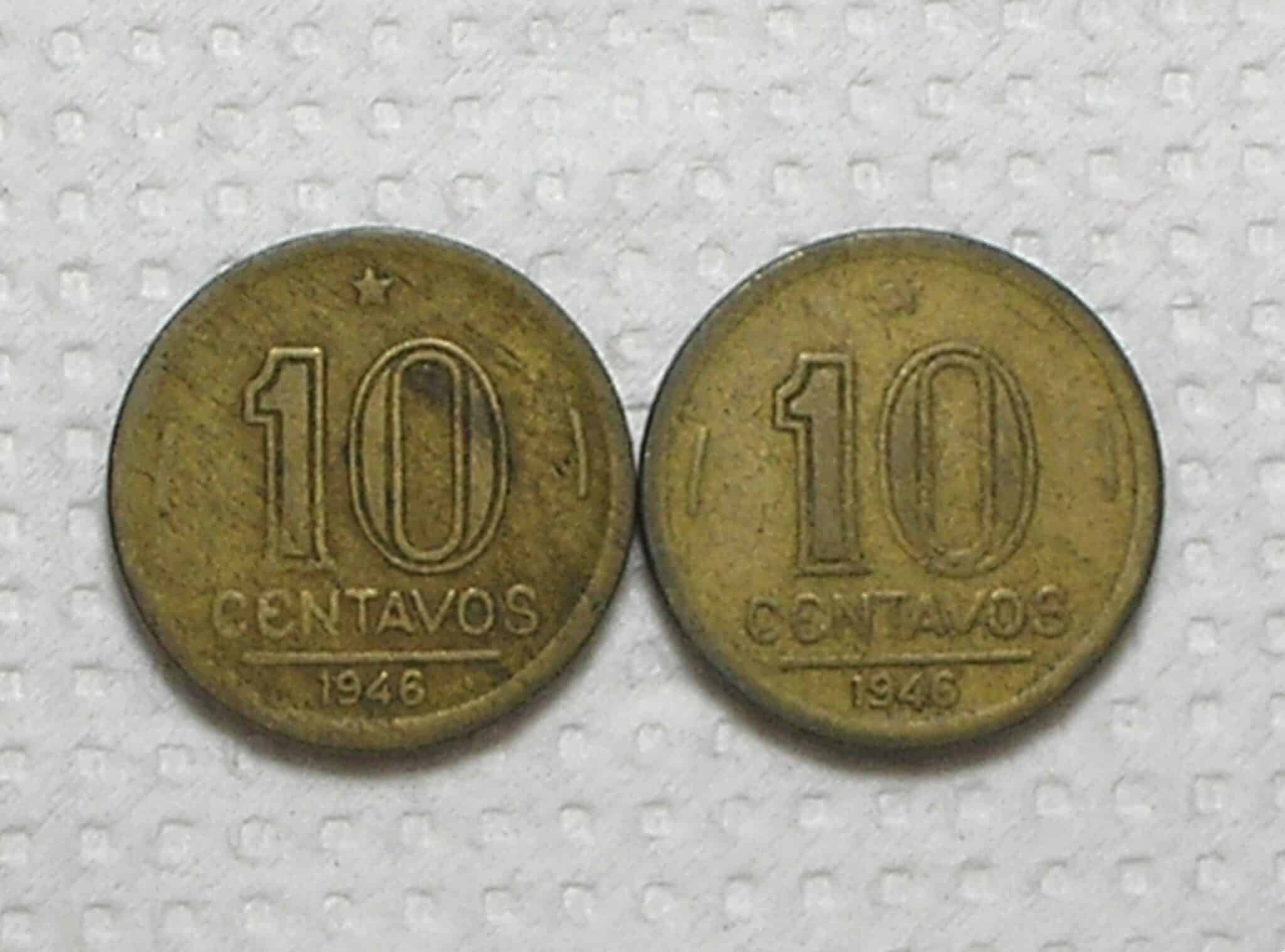 | Casa do Colecionador 10 Centavos - 1946 / Reverso Inclinado Esquerda e Direita / Getúlio / Alb.Rev.
