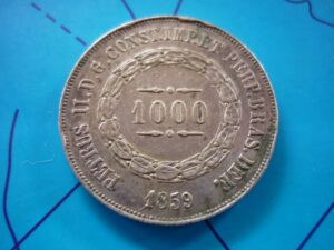 1000 RÉIS PRATA 1859 .