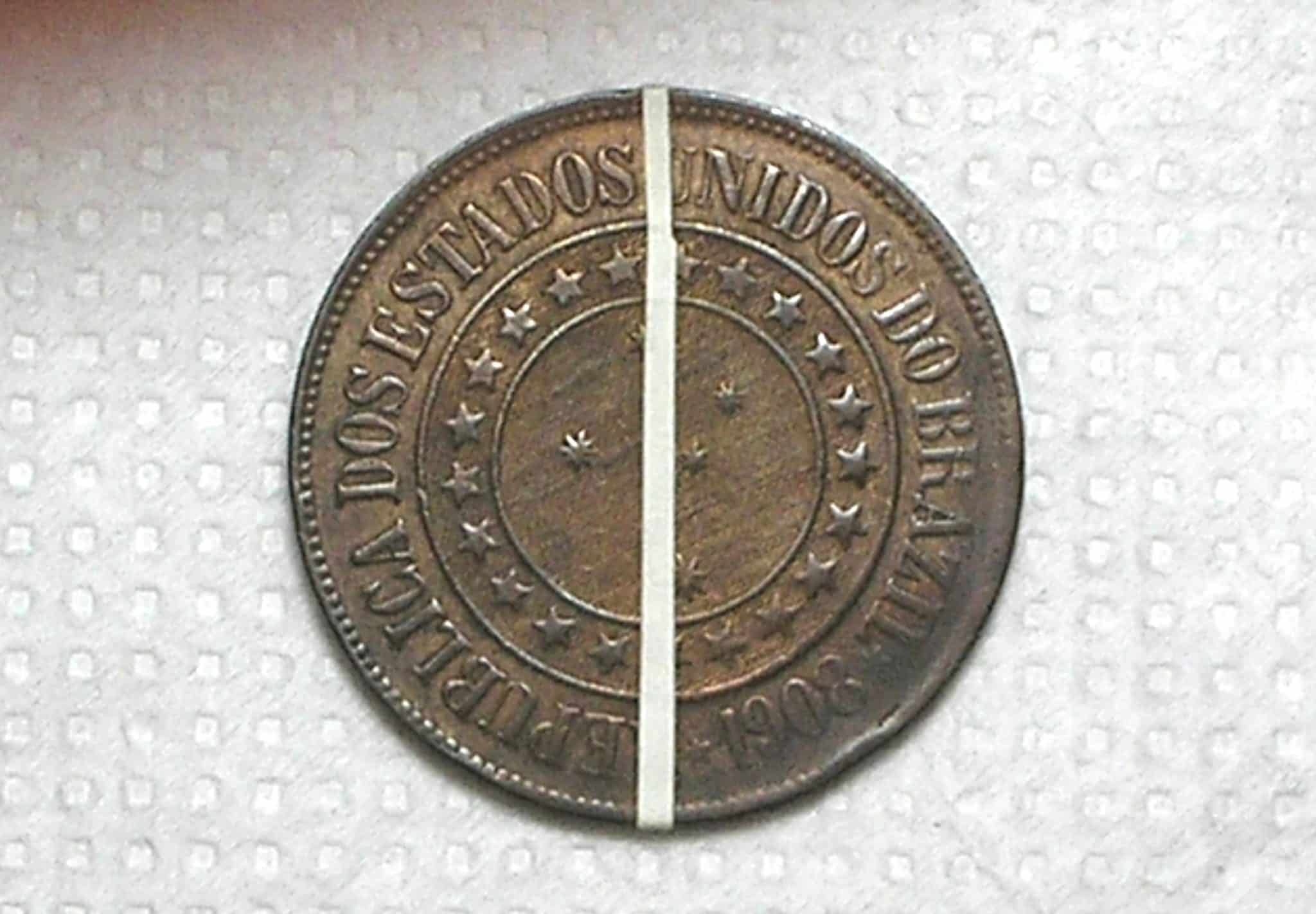 | Casa do Colecionador 40 Réis - 1908 / Reverso Inclinado - Raro aparecer / Bronze / -> Soberba / m560