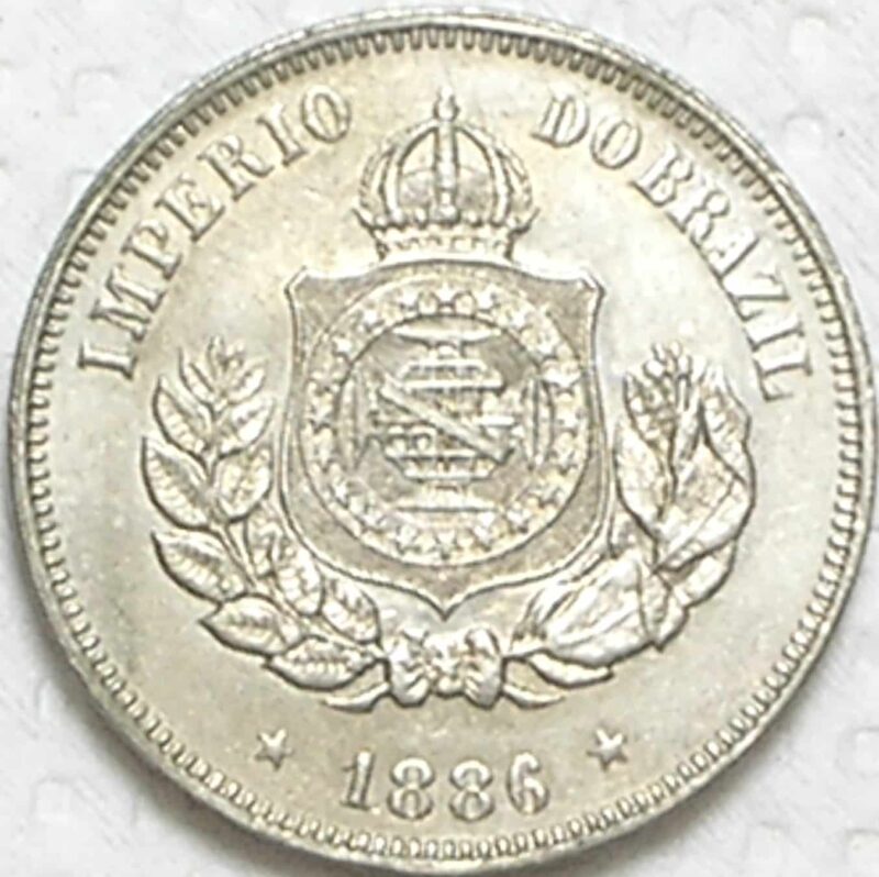 50 Réis - 1886 / Totalmente Flor de Cunho - Relíquia do guardado / Fundo Linhado / m550