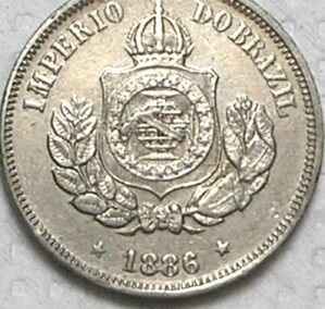 50 Réis - 1886 / Variante: Data, 88 ligados por traço / Totalmente Flor de Cunho - Relíquia do guardado / Fundo Linhado / m550.b