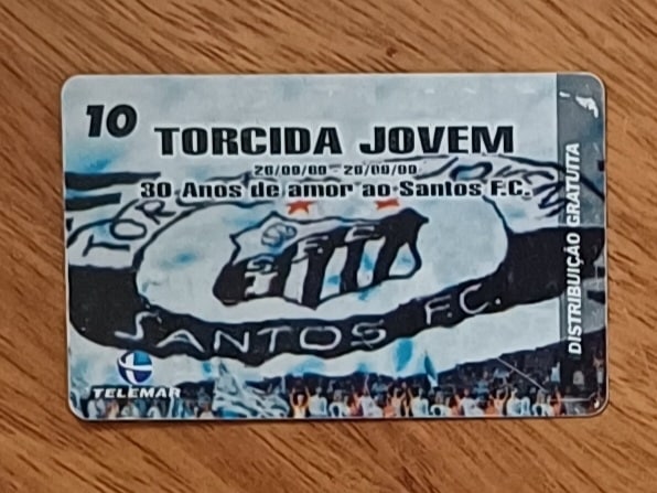 | Casa do Colecionador Cartão telefone Brasil Telemar RJ 2000. Futebol Santos torcida jovem.