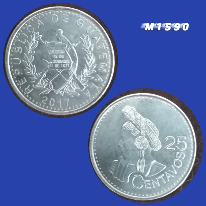 | Casa do Colecionador Moeda Guatemala - 25 Centavos - Aço Inox - 4,2g - 27mm - 2015 - M1590
