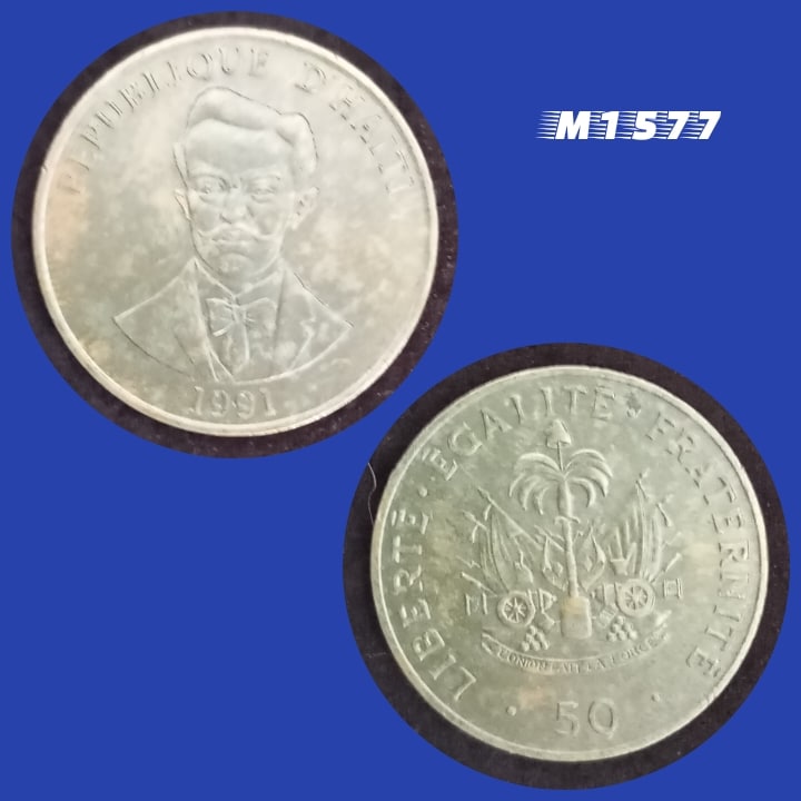 | Casa do Colecionador Moeda Haiti - 50 Cêntimos - Cupro-Níquel - 9,95g - 29mm - 1991 - M1577