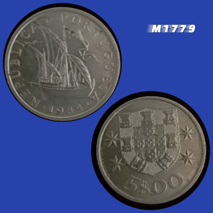 | Casa do Colecionador Moeda Portugal - 5 Escudos - Cupro-Níquel - 7g - 24,5mm - 1984 - M1779