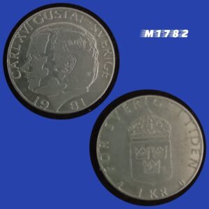Moeda Suécia - 1 Coroa - Cobre revestido Cupro-Níquel - 7g - 25mm 1981 - M1782