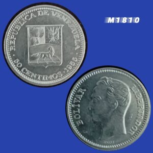 Moeda Venezuela - 50 Cêntimos - Níquel - 3,5g - 20mm - 1965 - M1810