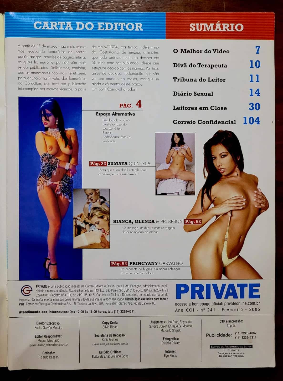 | Casa do Colecionador Revista Private Nº 241 - Princyany Carvalho | Priscila Sol e Sumaya Quintela | Fevereiro 2005