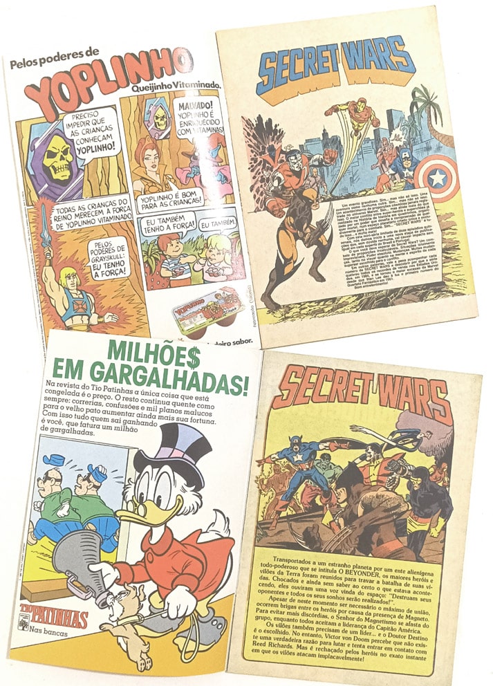 | Casa do Colecionador Secret Wars - Guerras Secretas com Álbum de Figurinhas e Gibi da Gulliver. Abril – 1986.