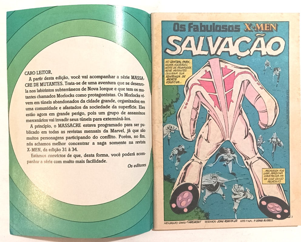 | Casa do Colecionador X-Men 1ª série, Massacre de Mutantes - n° 31,32,33 e 34. Abril- 1991.