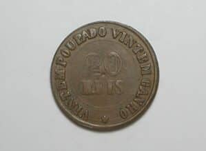 20 Réis 1900 sem data - anos 1900 / Falsa clássica da época / Bronzeada - procurada por colecionadores