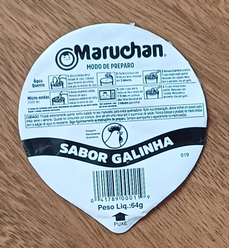 | Casa do Colecionador Embalagem tampa lacre. Alimentos Maruchan sabor galinha.