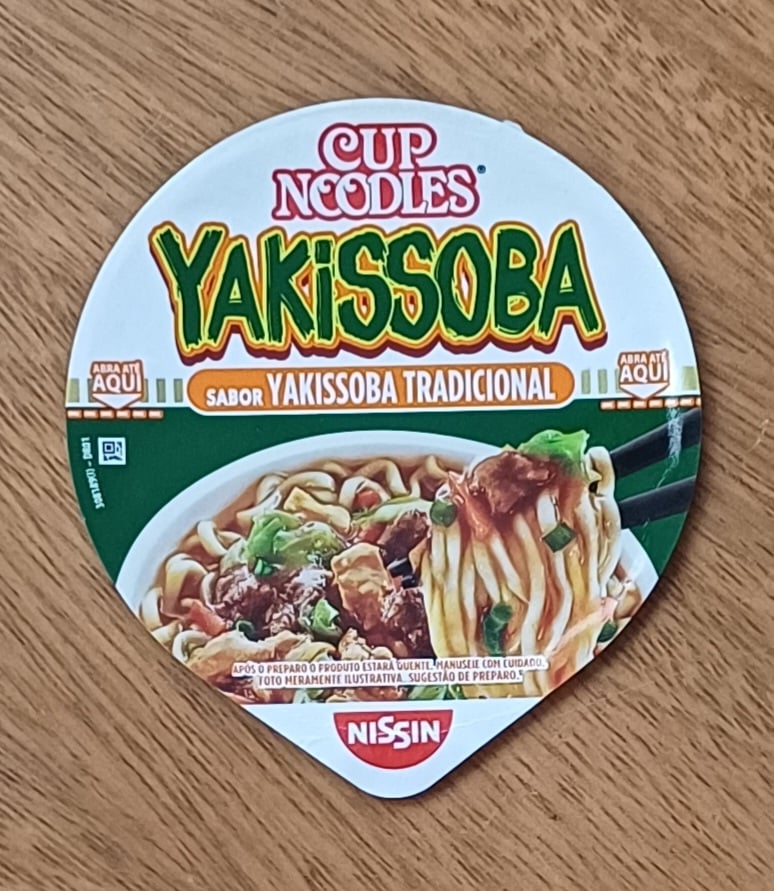 | Casa do Colecionador Embalagem tampa lacre. Alimentos Nissin Cup Noodles Yakussoba tradicional.