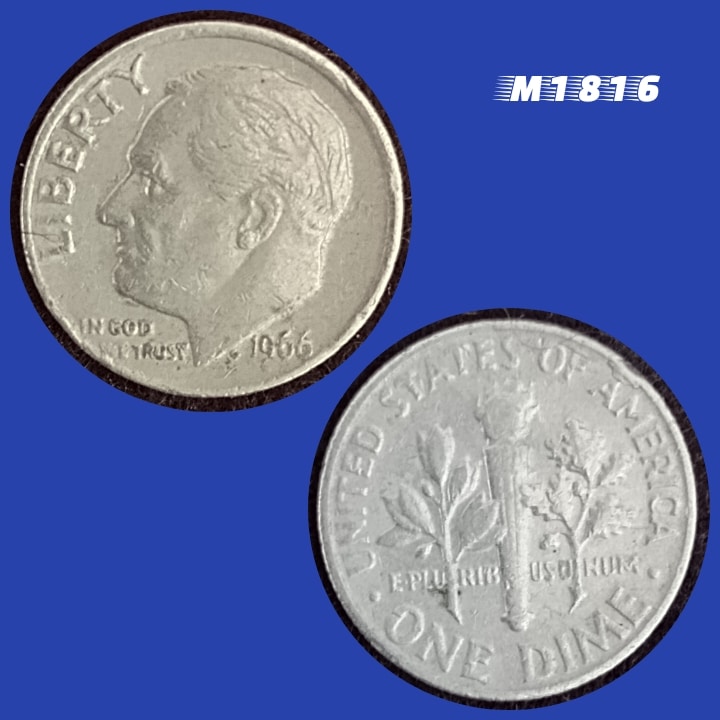 | Casa do Colecionador Moeda EUA - One Dime - Cobre revestido Cupro-Níquel - 2,27g - 17,91mm - 1966 - M1816