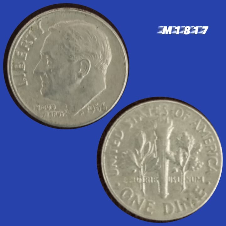 | Casa do Colecionador Moeda EUA - One Dime - Cobre revestido Cupro-Níquel - 2,27g - 17,91mm - 1966 - M1817