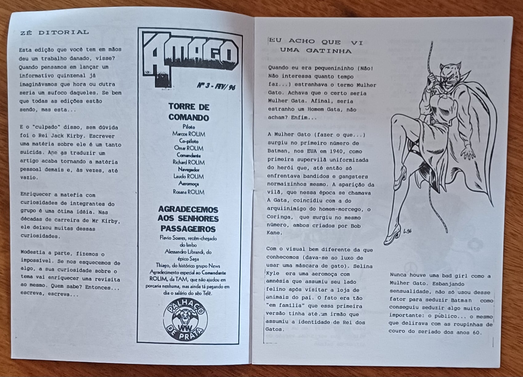 | Casa do Colecionador R22g. Revista fanzine Amago # 3 1996. Mulher gato e O Rei é o rei.