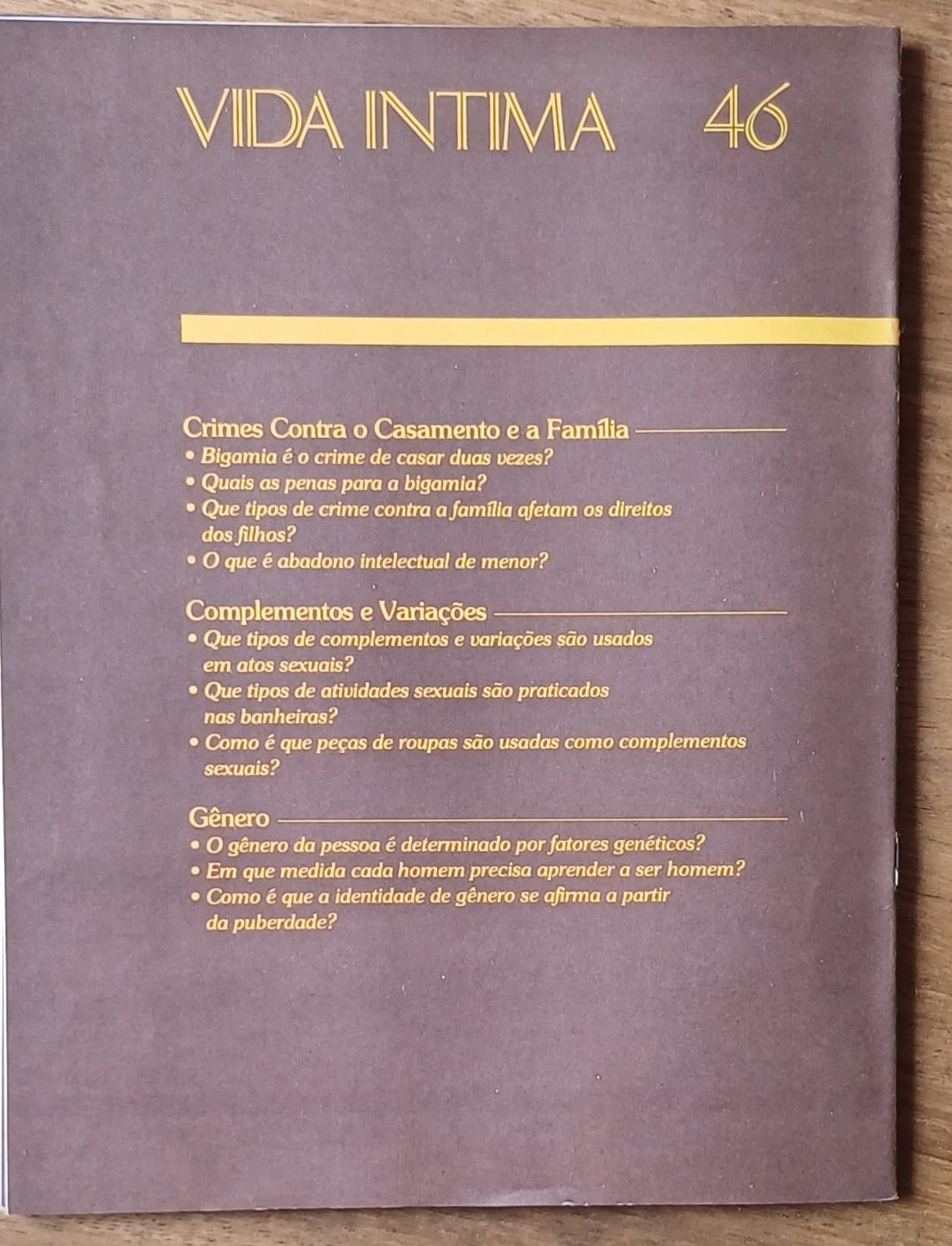 | Casa do Colecionador R28g. Fascículo Vida íntima 46. Crimes contra casamento e família.