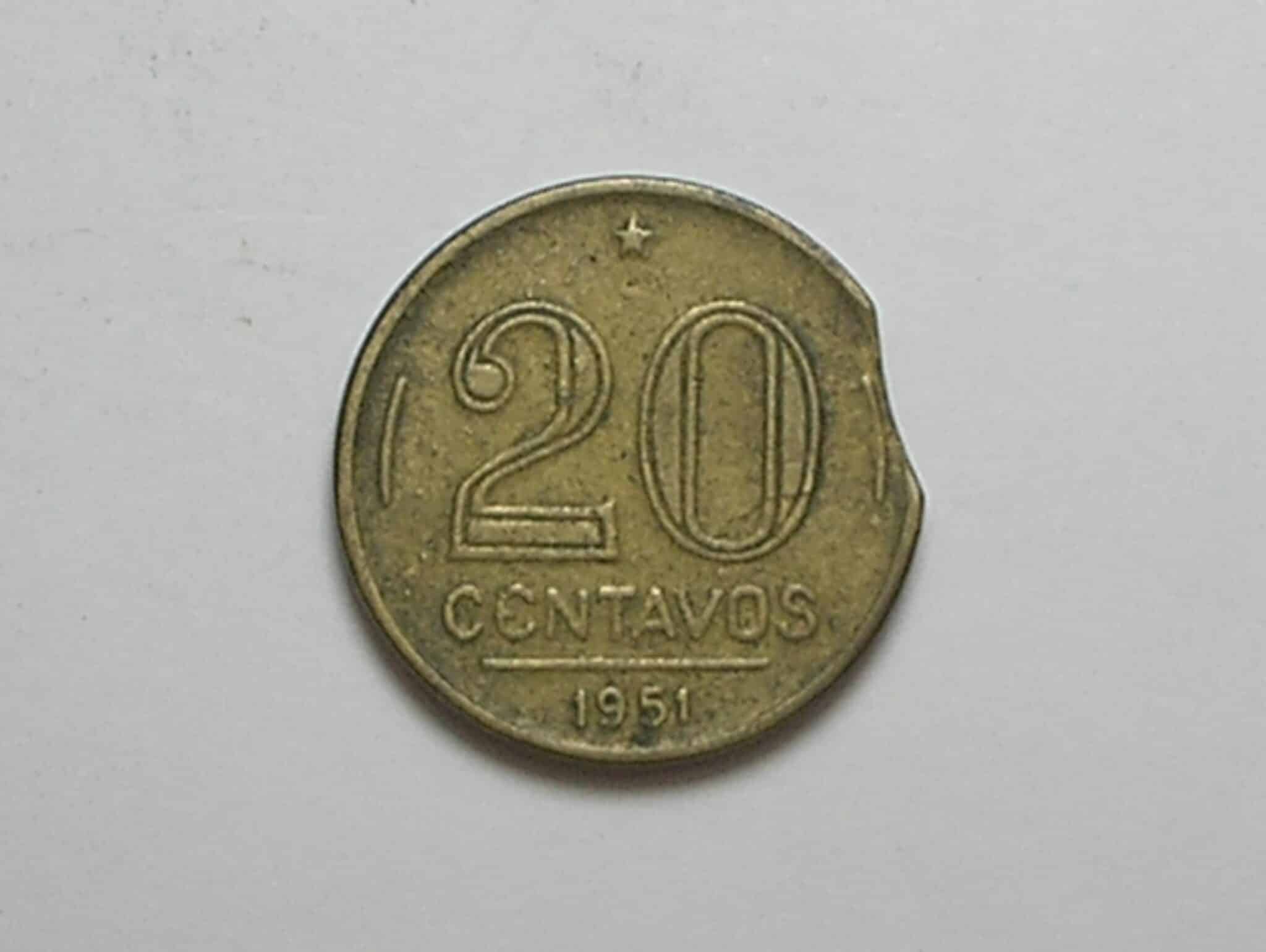 | Casa do Colecionador 20 Centavos - 1951 com final de chapa - raro aparecer - peça pra coleção