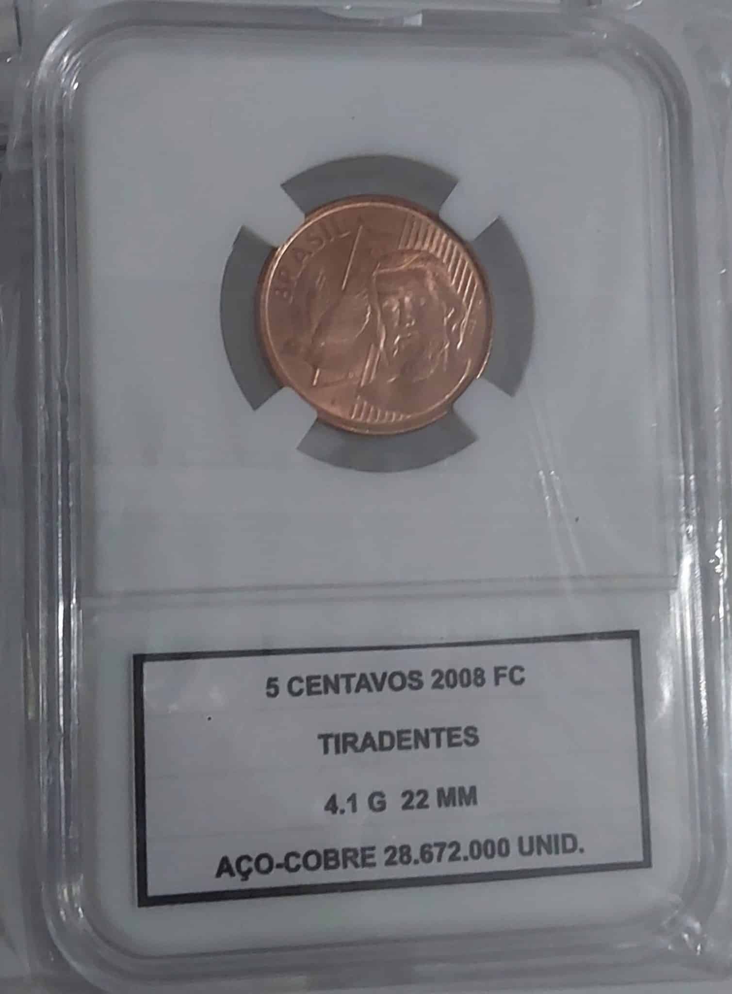 | Casa do Colecionador 5 Centavos 2008 FC+Slab Sku 2453