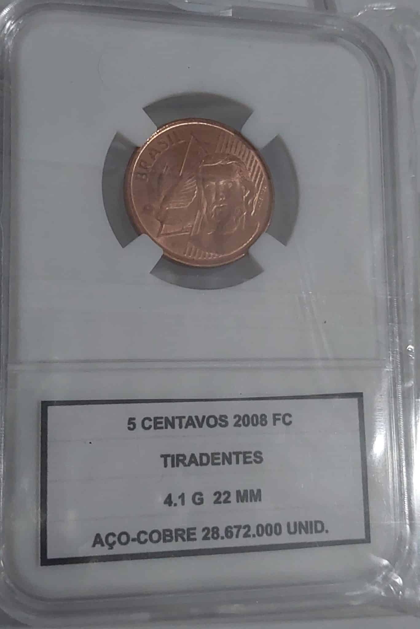 | Casa do Colecionador 5 Centavos 2008 FC+Slab Sku 2453
