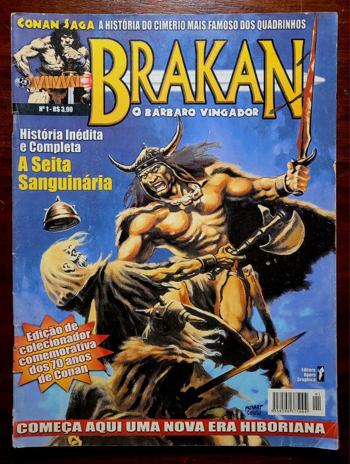 | Casa do Colecionador Brakan - O Bárbaro Vingador Nº 1 | A Seita Sanguinária | 2002 | Edição Comemorativa 70 Anos de Conan | Opera Graphica | Mozart Couto