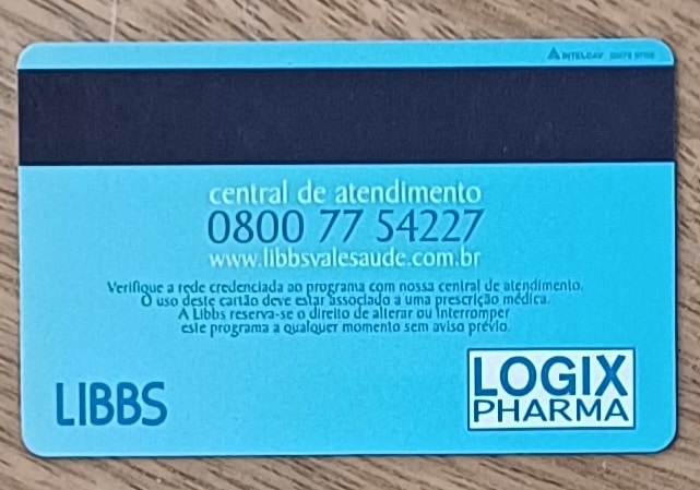 | Casa do Colecionador Cartão coleção. Lvs Libbs Logix Pharma. Vencido.