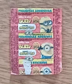 Embalagem Papel chiclete Buzzy Minions tutti frutti.