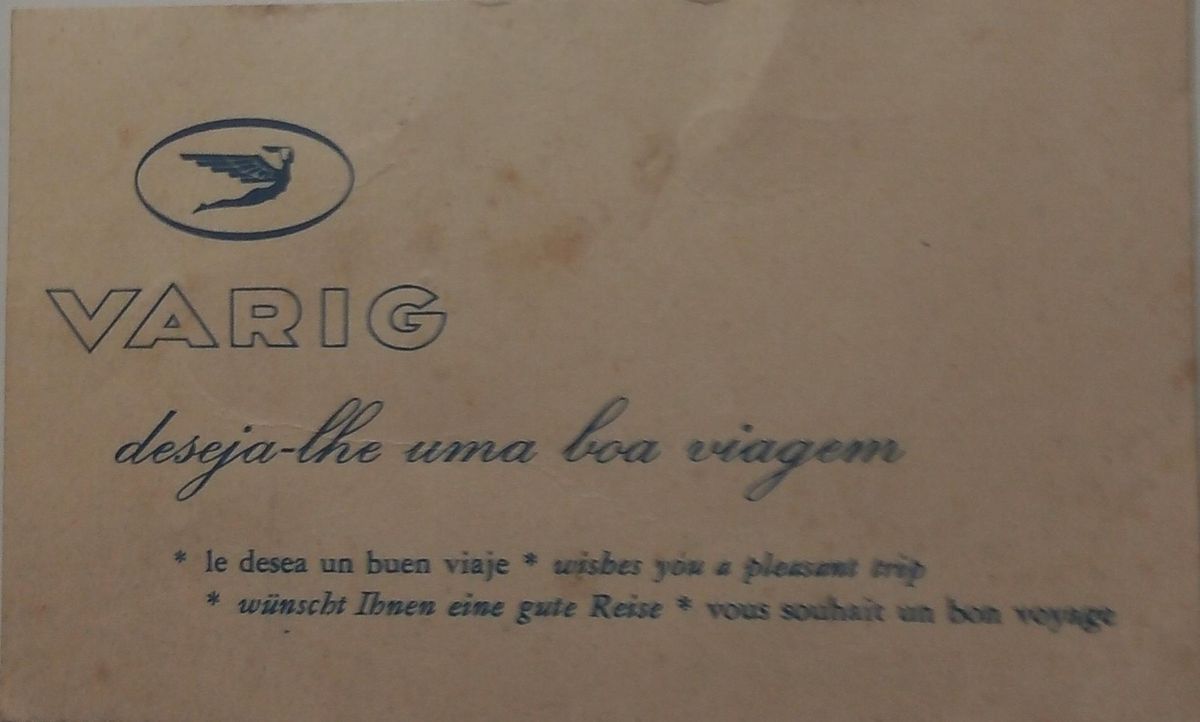 | Casa do Colecionador Kit 2 Uniddades Varig - Menu Internacional + Cartão Varig "Desejando Uma Boa Viagem"