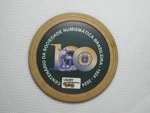 Memorabilia bolacha de chopp ou bebidas = Centenário da SNB 1924/2924 - Feito de Madeira