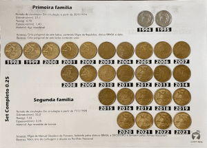 moedas 0.25 centavos set completo