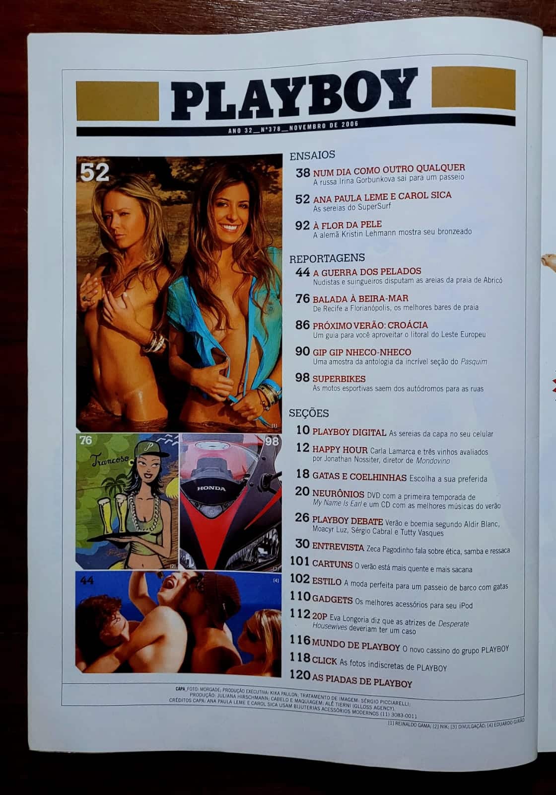 | Casa do Colecionador Playboy Nº 378 | Novembro/2006 | Ana Paula Leme & Carol Sica — As Sereias do SuperSurf | Super Edição de Verão | Pôster Excelente Estado