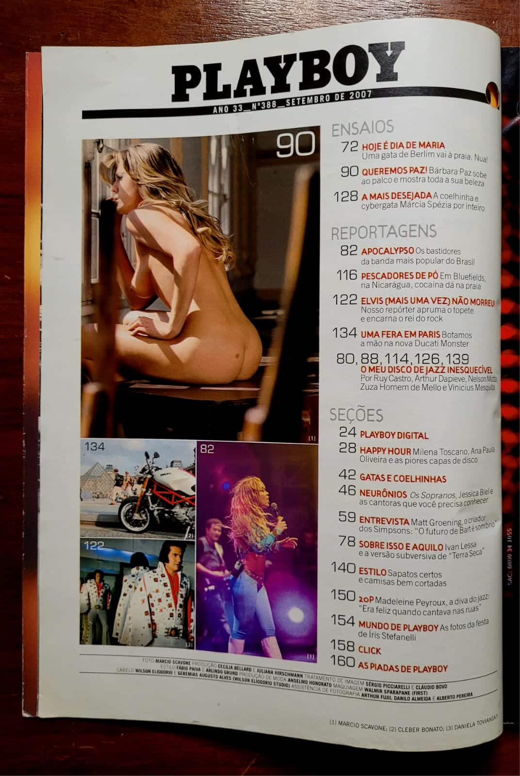 | Casa do Colecionador Playboy Nº 388 | Setembro/2007 | Bárbara Paz | Superedição de Música | Exemplar de Assinante
