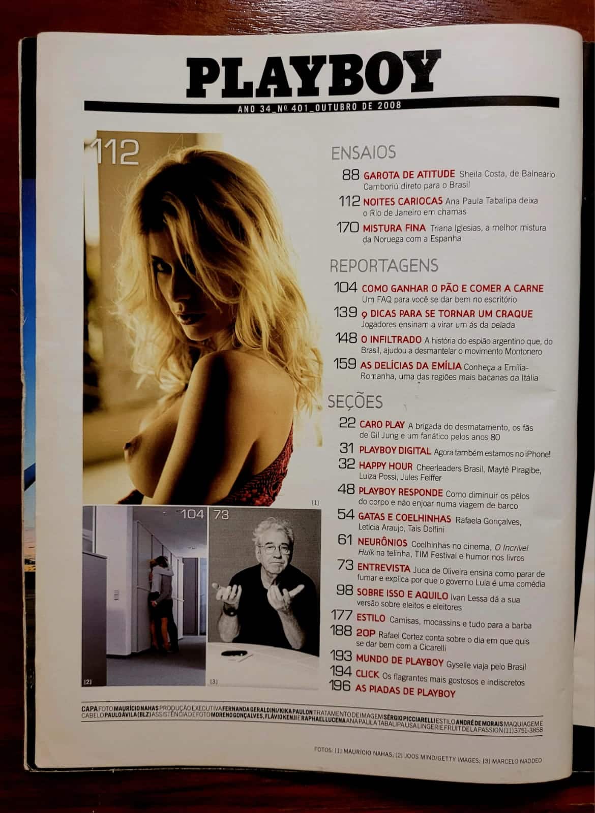 | Casa do Colecionador Playboy Nº 401 | Outubro/2008 | Ana Paula Tabalipa | Exemplar de banca com pôster presente | Capa marcante de fase clássica