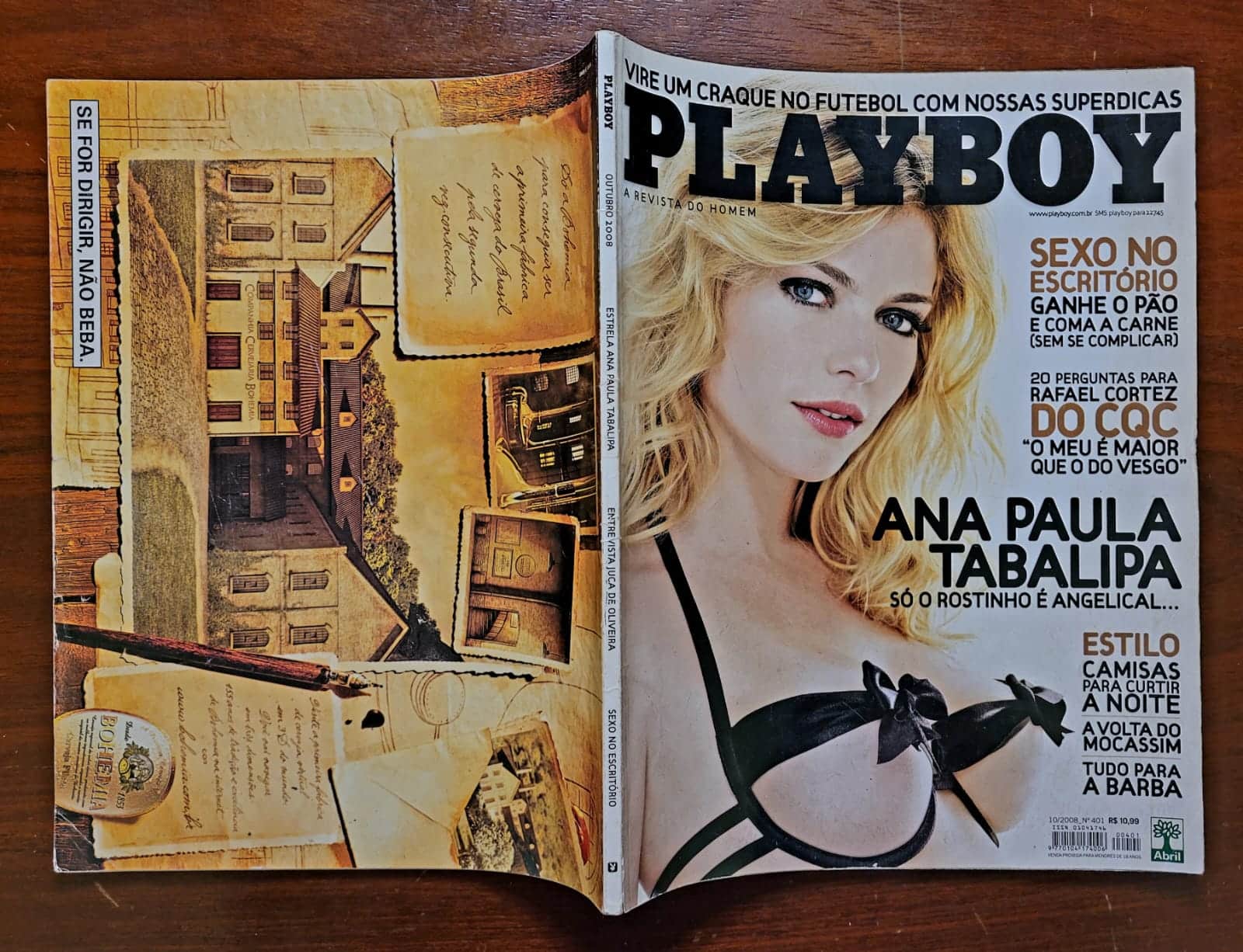| Casa do Colecionador Playboy Nº 401 | Outubro/2008 | Ana Paula Tabalipa | Exemplar de banca com pôster presente | Capa marcante de fase clássica