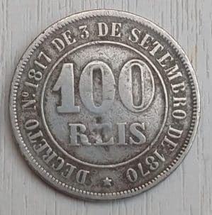 100 RÉIS 1871 MBC COM SINAIS DE LIMPEZA