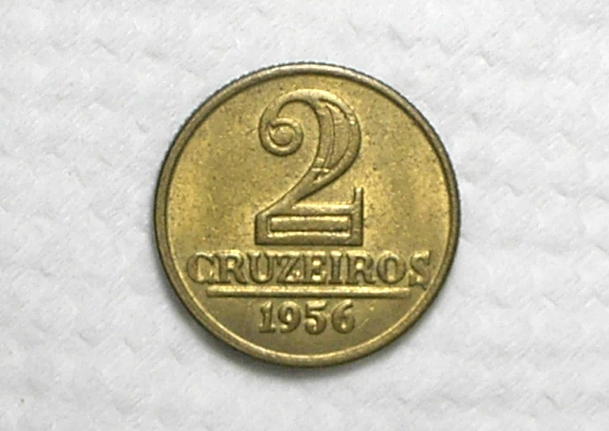 | Casa do Colecionador 2 Cruzeiros - 1956 / Módulo menor / Bz/Al / Soberba / box65.4