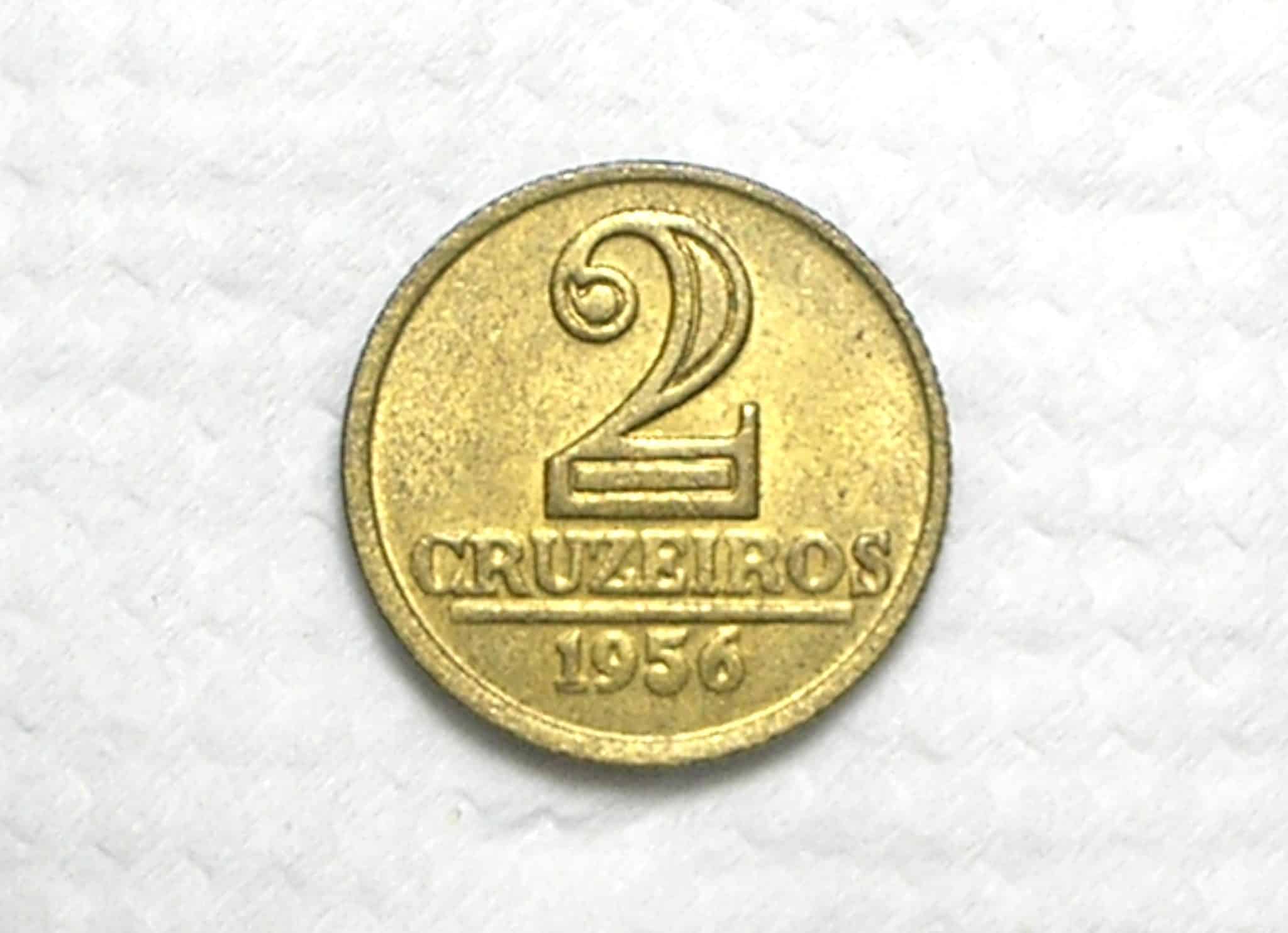 | Casa do Colecionador 2 Cruzeiros - 1956 / Módulo menor / Bz/Al / Soberba / box65.5