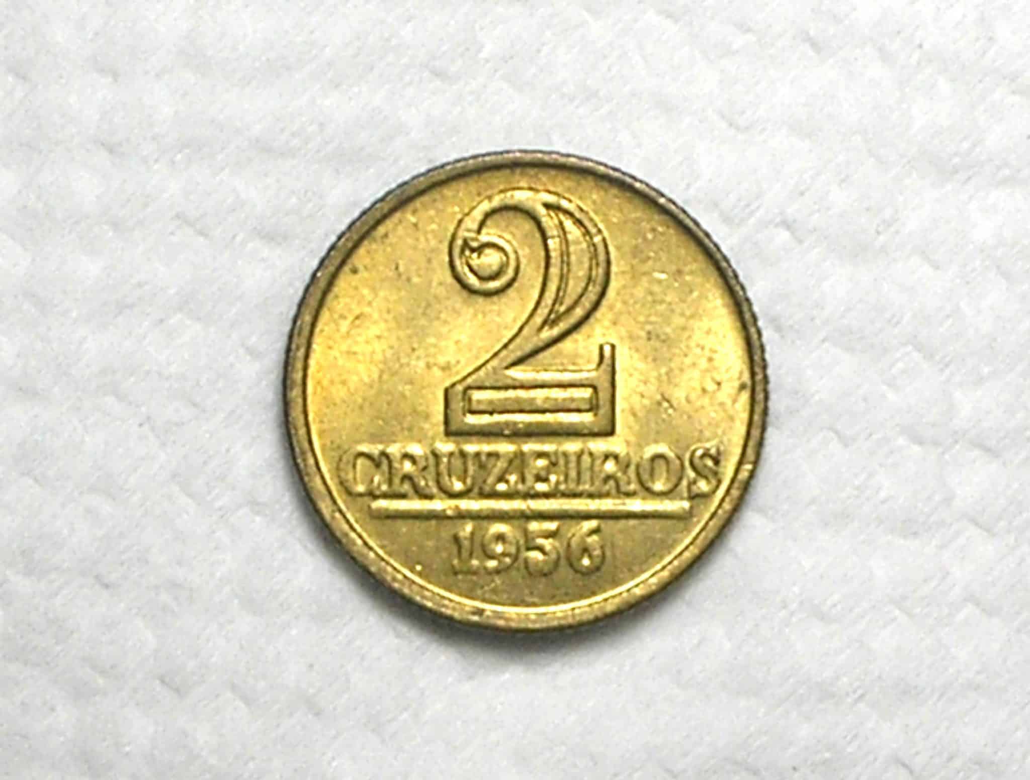 | Casa do Colecionador 2 Cruzeiros - 1956 / Módulo menor / Bz/Al / Soberba / box65.6