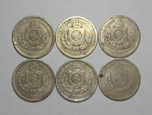 6 moedas do Imperio 100 Réis - 1887 - Niquel