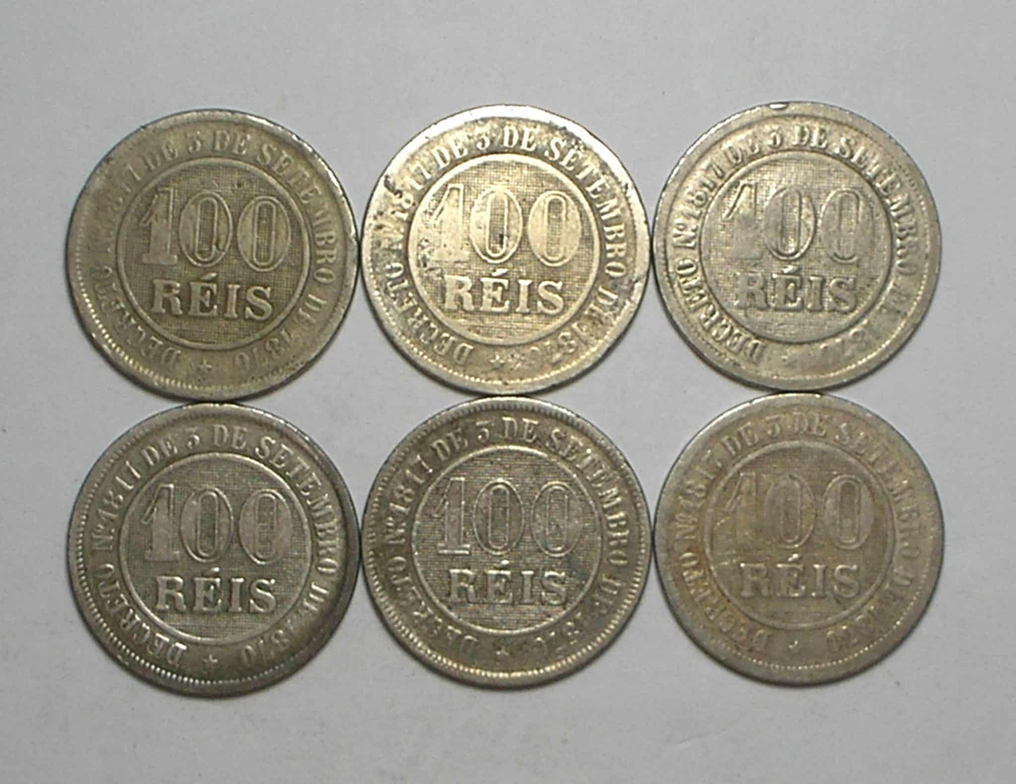 | Casa do Colecionador 6 moedas do Imperio 100 Réis - 1887 - Niquel
