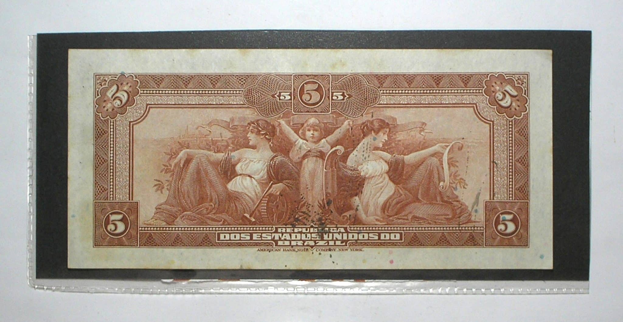 | Casa do Colecionador Cedula 5.000 Réis - 1925 / R-100.a Brazil com z - Autografada / Barão do Rio Branco / Mbc bonita / numero 058795