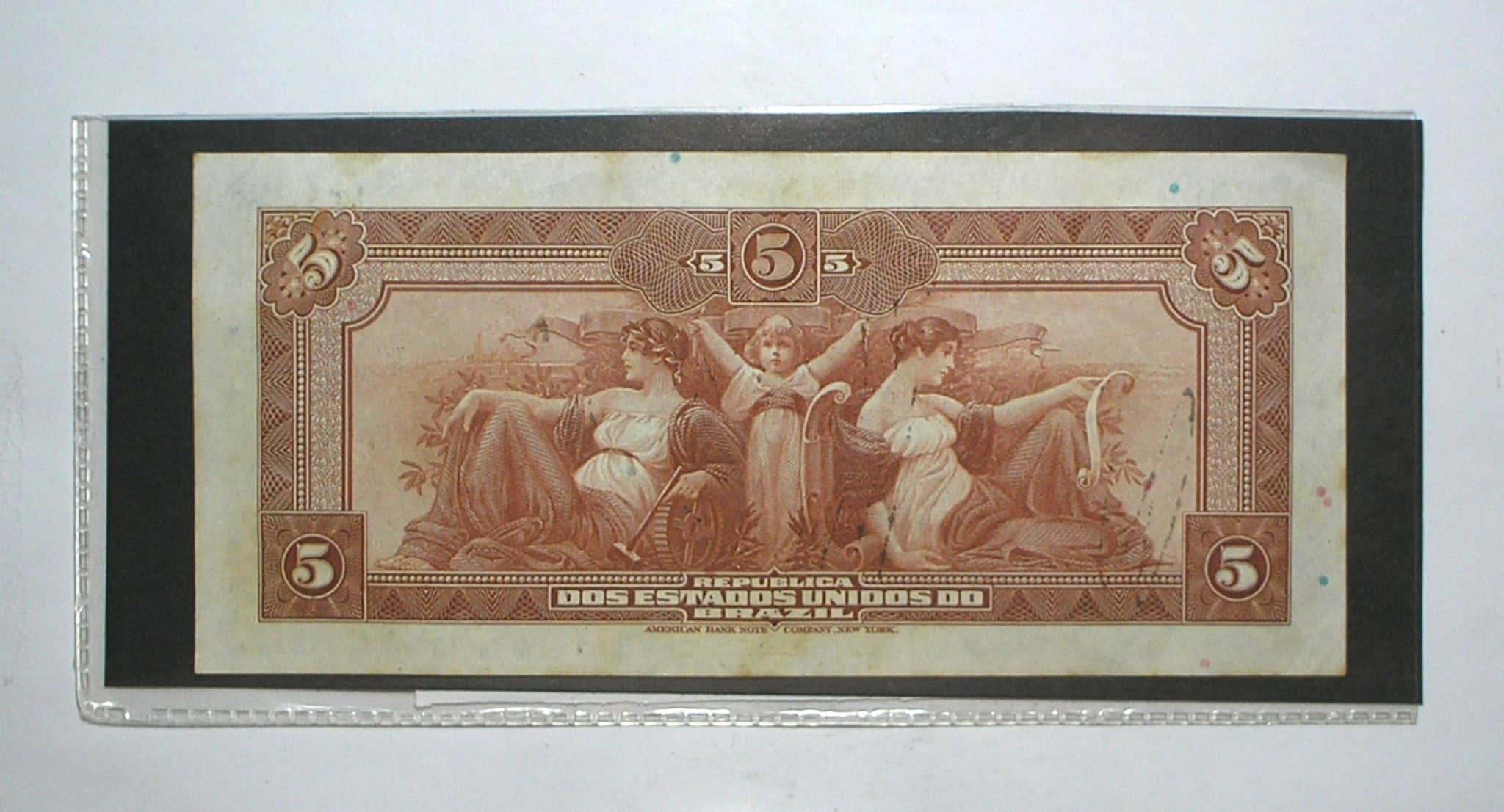 | Casa do Colecionador Cedula 5.000 Réis - 1925 / R-100.a Brazil com z - Autografada / Barão do Rio Branco / Mbc bonita / numero 058796
