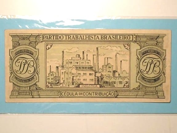 | Casa do Colecionador Cédula Particular do PTB no valor de 10 Cruzeiros - 1946 ( Com chancela) - Peça escassa / *Soberba lindíssima / Cod.47a